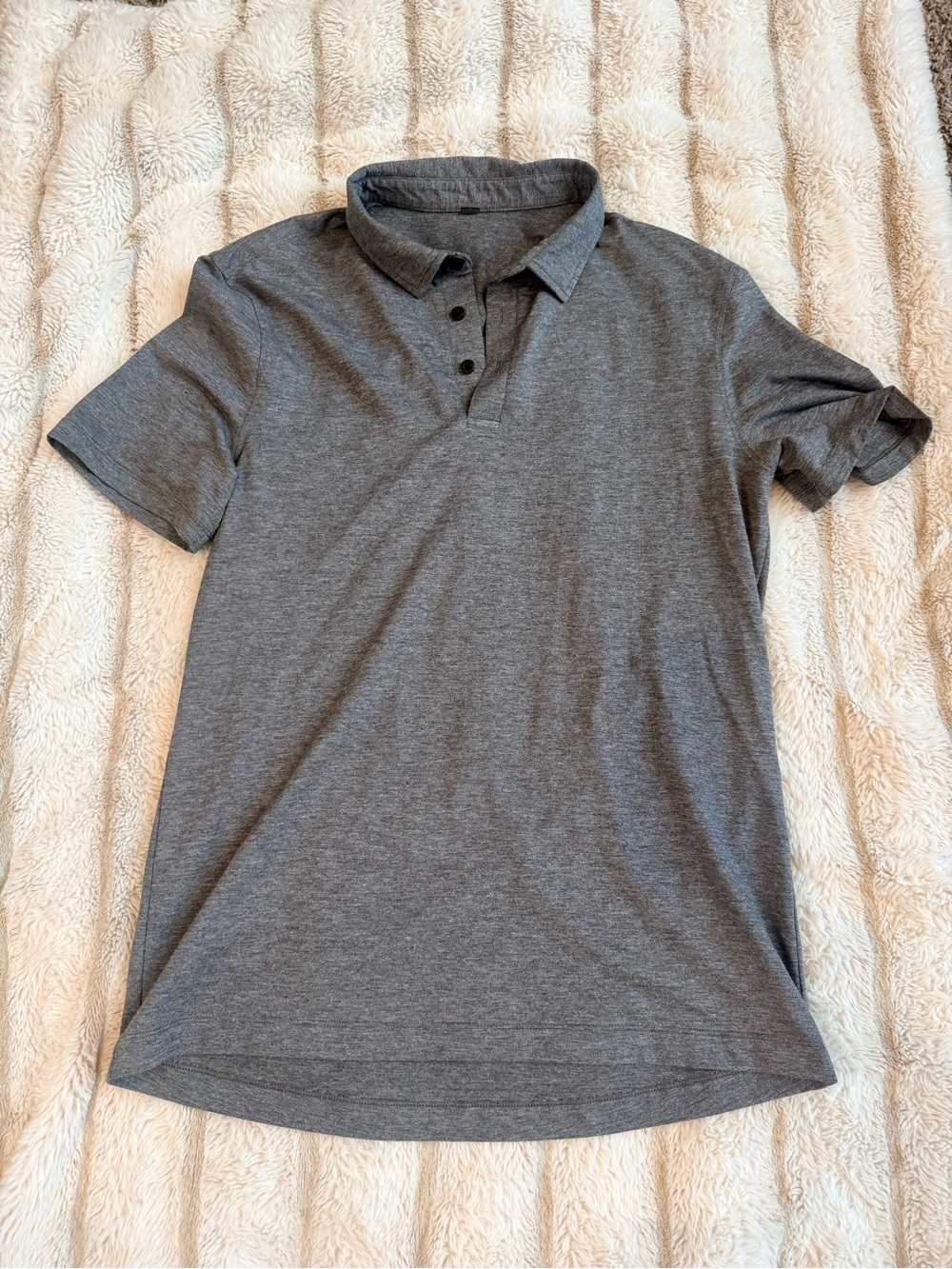 Lululemon Men’s Gray Short Sleeve Performance Polo Shirt Athletic Golf Casual